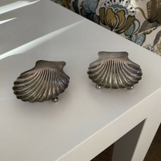 Set Of 2 Vintage Sterling Silver Scalloped Sea Shell Dish