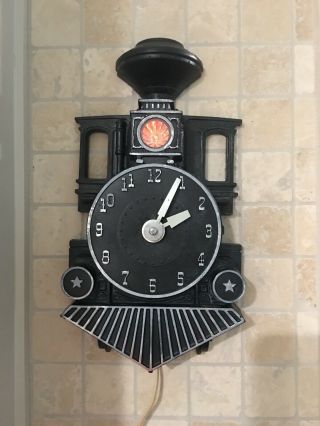 Vintage Train Clock With Light Mastercrafters Clock Corp.  Chicago Illinois