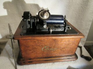 Antique Edison Standard Cylinder Phonograph Model B With 8 Panel Horn