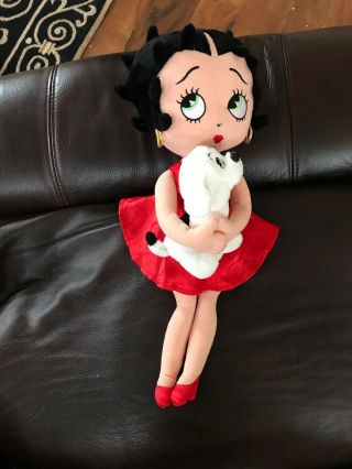 Vintage King Features Syndicate Betty Boop 18 " Plush Doll Red Dress Pudgy Dog