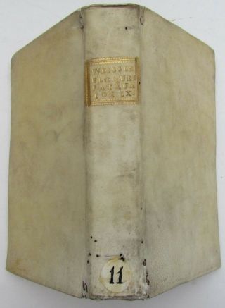 1775 Antique Vellum Bound Book Eloquentia Patrum By Josephi Weissenbach Vol.  9