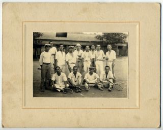 12115 Japanese Vintage Photo / 1920s Portraits Of Tennis Players W Sport Racket