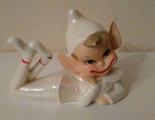 Vintage Ceramic Iridescent Christmas Elf/pixie Figurine Japan