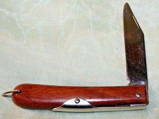 Vintage Okapi Folding Pocket Knife Made In Germany Wood Handle Locking Blade P0