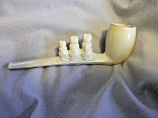 Old Clay Tobacco Pipe with Three Dogs 2