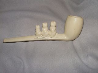 Old Clay Tobacco Pipe with Three Dogs 3