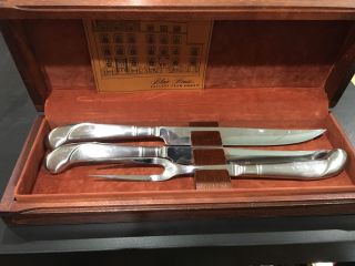 Vintage Amway Blair House 3 Piece Stainless Steel Carving Serving Set Wood Box