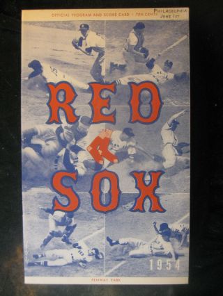 Vintage June 1,  1954 Philadelphia Athletics Vs Boston Red Sox Program (scored)