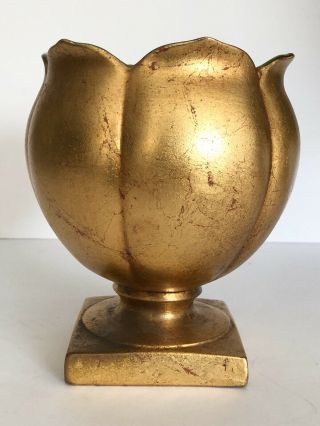 Anthony Freeman Mcfarlin Vintage Mid Century Pottery Gold Green Vase 6 1/2” T