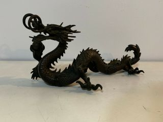 Vintage Possibly Antique Japanese Bronze Dragon Statue Sculpture