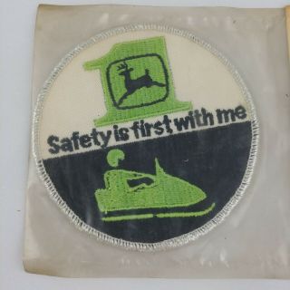 John Deere Snowmobile Patch 4 inch NOS 1972 Safety is First with Me 2