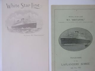 1932,  White Star Line,  M.  V.  Britannic,  Stationery & Laplanders 