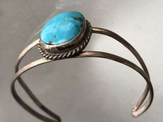 Vintage Old Pawn Navajo Silver Turquoise Cabochon Cuff Bracelet Native American