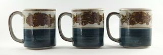 Vtg Otagiri Japan Blue & Brown Speckle 8oz.  Coffee Mugs (three) Cond