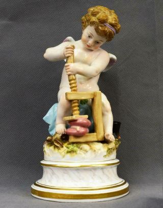 Meissen Cupid Cherub Figurine L107 Porcelain Antique Uniting Love Hearts C1850