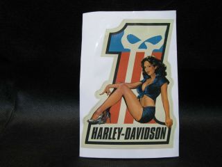 Vintage Harley Davidson 1 American Flag Decal Sticker Woman