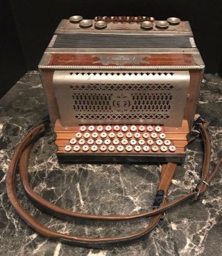 Antique Accordion Austrian 4 Row Diatonic Button Box Peter Stachl Harmonika