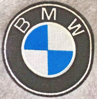 Vtg BMW Fleece Blanket Gray Stadium Polar Patch Made In USA Square 60” X 60” 3