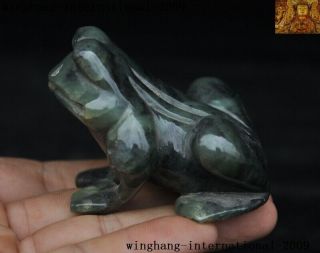 Rare China Natural Hetian Jade Jadeite Carve Wealth Animal Frog Gold Toad Statue