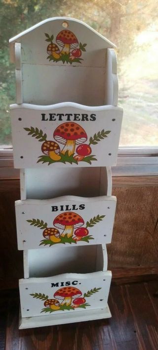 Vintage 1970s Sears Merry Mushroom 3 Slot Letter Mail Holder