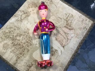 Vintage Italy Blown Glass Christmas Ornament Figural Man Turban & Pointed Shoes