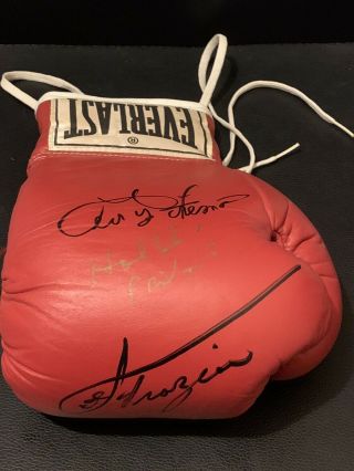 George Foreman Joe Frazier Evander Holyfield Signed Boxing Glove Jsa Rare