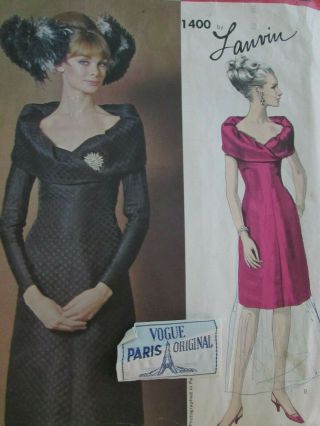 Vintage Vogue Paris Lanvin Evening Dress Pattern 1400 Uncut 18 38 Rare