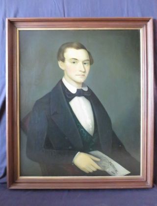 Antique C19th Oil Painting Portrait In The Style Of Frederick Mayhew 33 " X 27 "
