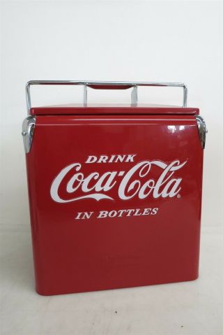 Retro Vintage Style Metal Coca - Cola Glass Bottle Cooler 15 " X11 " X9 " W/ Lid