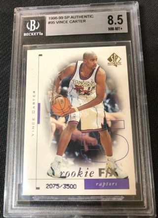 Vince Carter 1998 - 99 Sp Authentic 95 Rookie Card D 2075/3500 Bgs 8.  5