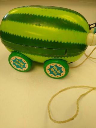 Vintage 1965 Wacky Melon Pull Toy By Cragstan Vanda Bug