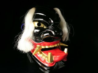Japanese Handmade Women Buryu Mask Noh Kyougen Kagura Demon Mask Bugaku