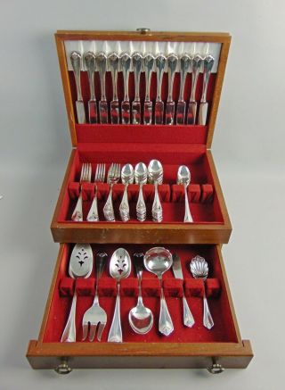 91pc Set Of Oneida/1881 Rogers King James Silver Plate Flatware Svc For 12