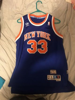 Patrick Ewing York Knicks Jersey Blue Vintage Adidas Youth L 14 - 16