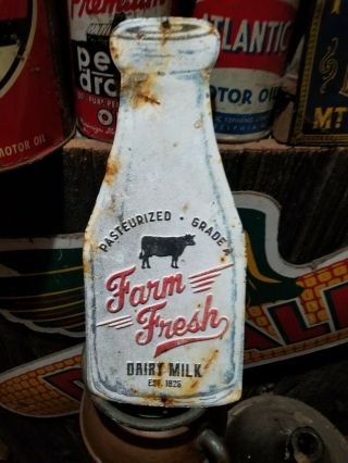 Old Vintage Milk Dairy Bottle Cow Sign Gas Station Farm Barn General Store