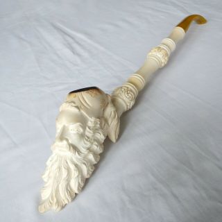 Vintage,  Cased,  Long Stem Meerschaum Pipe With A Finely Carved Sultan 