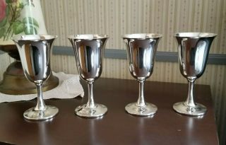 4 Vintage Wallace Sterling 14 Wine/water Goblets Set Of 4 Goblets No Monogram