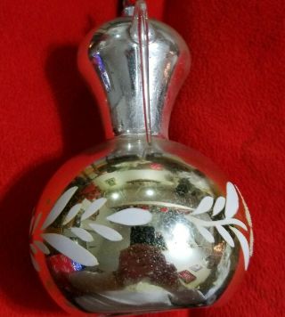 VTG Antique Glass Flower Hand Painted Silver Vase Jug Christmas Ornament MICA 3