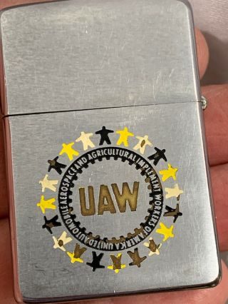 1966 Zippo Lighter Uaw / United Automobile Workers Union.  - 2 Sided