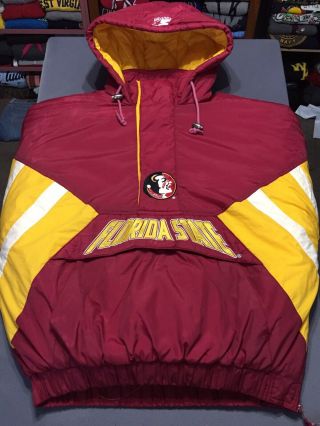Vtg 90s Starter Florida State Seminoles Fsu Pullover Jacket Xl