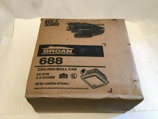 Vtg Broan Nos 688 Ceiling And Wall Ventilation Fan,  50 Cfm 2.  0 Sones Made In Usa