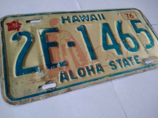 Hawaii State Aloha 1976 License Plate Number 2e - 1465