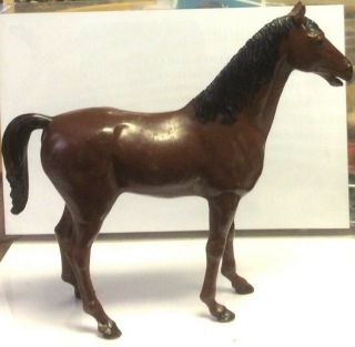 Vintage 1965 Louis Marx Johnny West Dark Brown Thunderbolt Horse Toy Figure