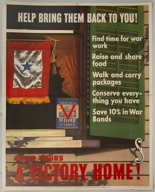 Vintage 1943 World War Ii Make Yours A Victory Home Propaganda Poster Home Front
