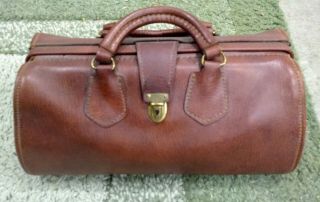 Vintage Brown Leather Doctor Dr Bag Medical Suitcase -