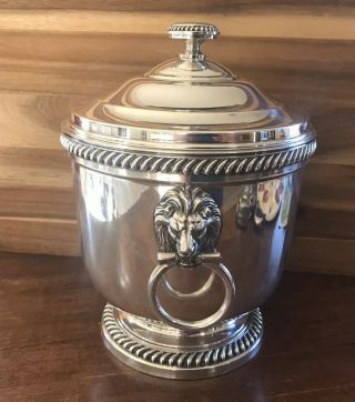 VTG Wilcox International Silver 177 Neoclassical Champagne Ice Bucket Lion Heads 2