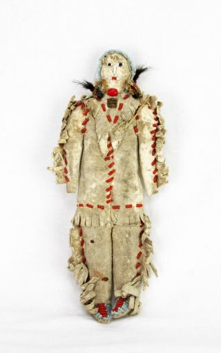 Antique Beaded Leather Native American Plains Indian Doll Ca1890