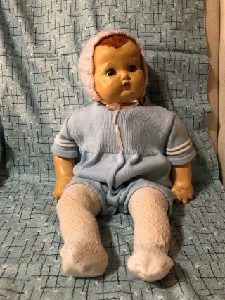 Antique Baby Doll Ideal Doll Made In Usa Sleepy Eyes Dressed