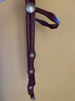 Vintage Brown Leather Headstall Bridle Show/trail - Champion Turf (?) W/ Conchos