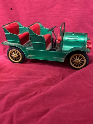 Vintage Model A / T Japan Friction Car Toy Green Tin Plastic